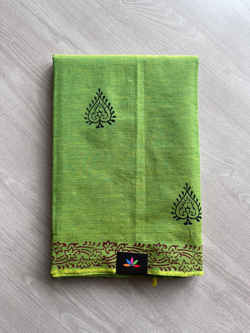 Block Printed Poly Cotton Saree -10926 - 10927