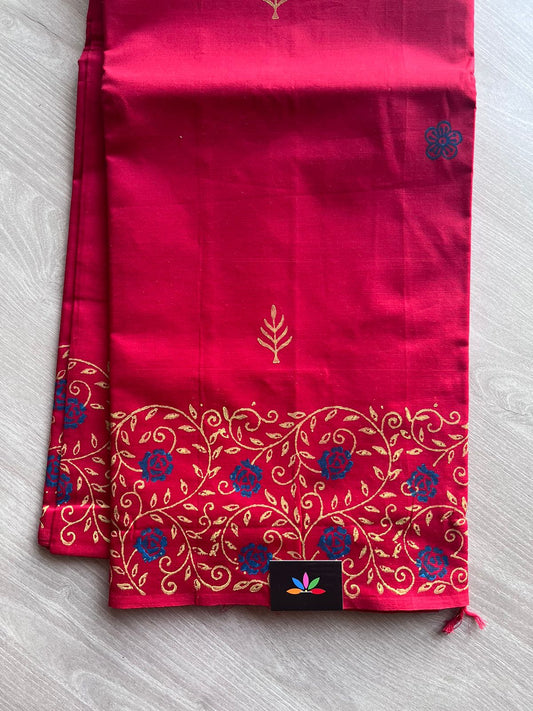 Block Printed Poly Cotton Saree -10914 - 10915