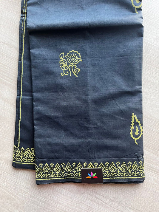 Block Printed Poly Cotton Saree -10916 -10917