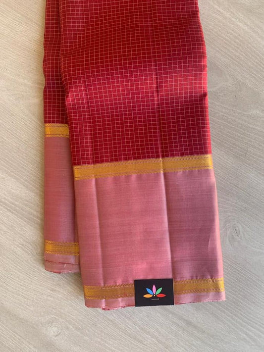 Handwoven Zari Checks Pure Kancheevaram Silk Saree-4707