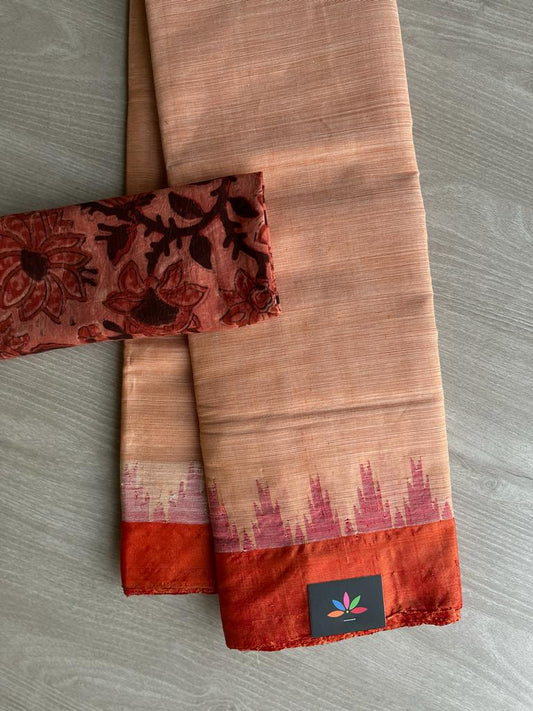 Handspun Fine Ponduru Cotton with Silk Kuppadam Border Saree -5358