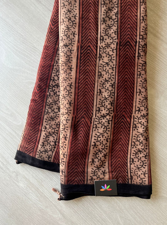 Natural Dye Handprocessed Kalamkari Handspun  Cotton Saree-6559