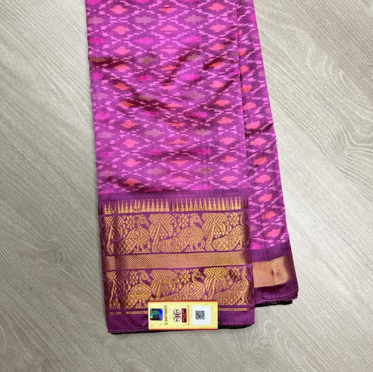 Handwoven Ikkat Weave Pure Mangalagiri Silk Saree -3712