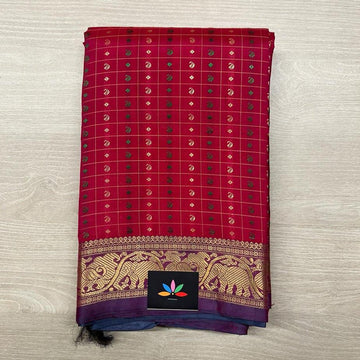 Pink Handwoven 1000 Butta Kancheevaram Soft Silk Saree-2324