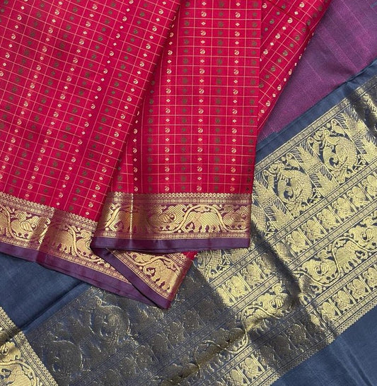 Pink Handwoven 1000 Butta Kancheevaram Soft Silk Saree-2324