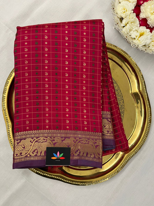 Pink Handwoven 1000 Butta Kancheevaram Soft Silk Saree-2324