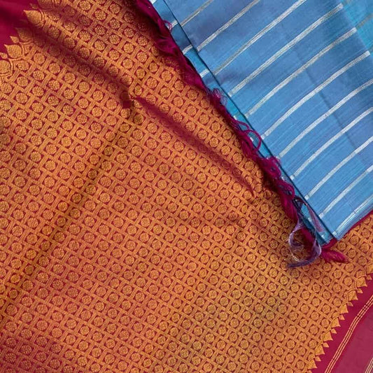 Handwoven Pure Kancheevaram Silk Saree(Blue)-1313