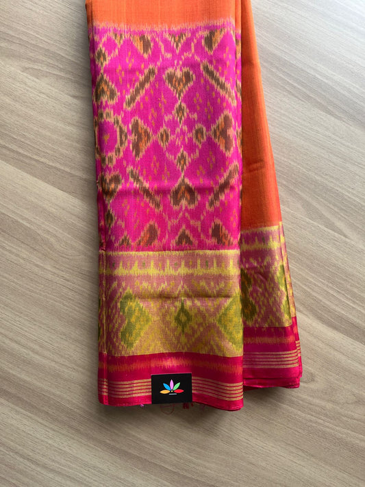 Contrast Border Handloom Patola Silk Saree -13759