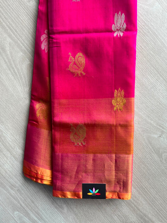 Handloom Uppada Pure Silk Saree with Contrast Pallu - 33937