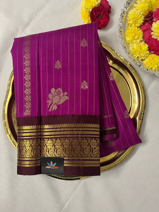 Thirubavanam Pure Handloom Silk Saree with Pure Zari Woven Oneside Border -3531