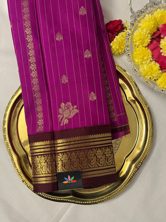 Thirubavanam Pure Handloom Silk Saree with Pure Zari Woven Oneside Border -3531