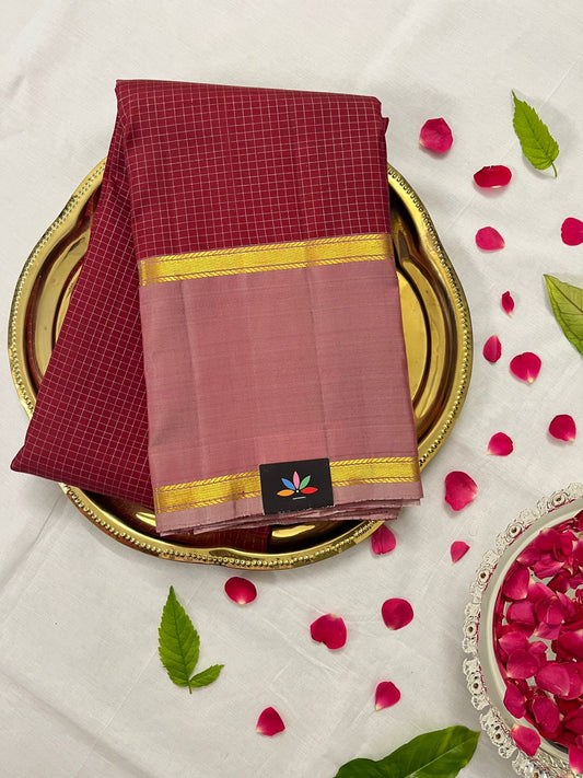 Handwoven Zari Checks Pure Kancheevaram Silk Saree-4707