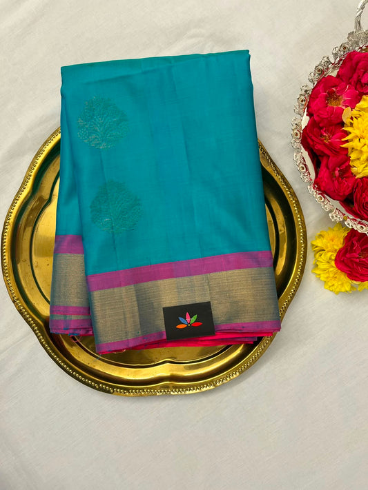 Zari Woven Butta Handloom Pure Soft Silk Saree-7754
