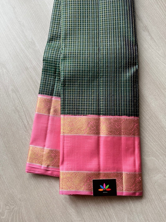 Rich Pallu Contrast Korvai Border Handloom Pure Kancheevaram Silk Saree -113