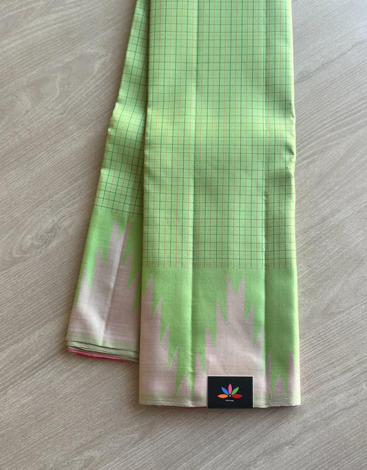 Ice Green with Pastel Pink Thazhampoo Contrast Korvai Handloom Pure Kancheevaram Silk Saree -118