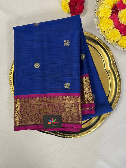 Royal Blue Mayil Chakram Butta Handloom Pure Kancheevaram Silk Saree -121