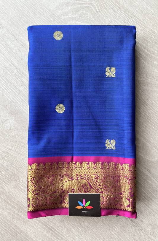 Royal Blue Mayil Chakram Butta Handloom Pure Kancheevaram Silk Saree -121