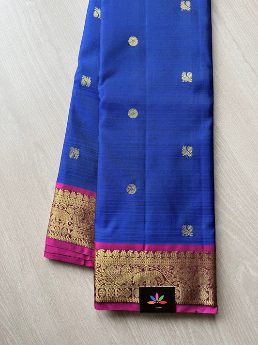 Royal Blue Mayil Chakram Butta Handloom Pure Kancheevaram Silk Saree -121