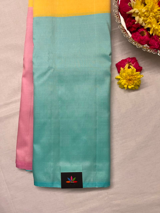 Fusion Contemporary and Traditional Muppagam Handloom Pure Kancheevaram Silk Saree -141