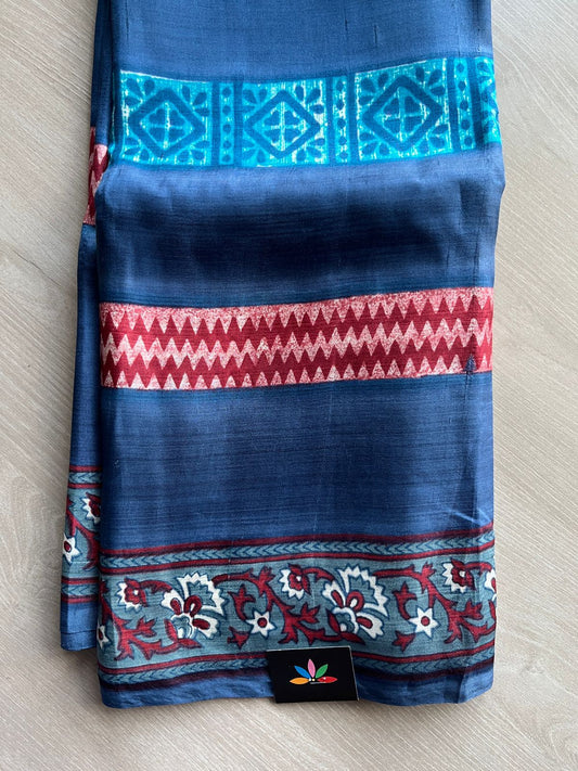 Handcrafted Geometric Design Light Weight Mulberry Silk Saree -25068