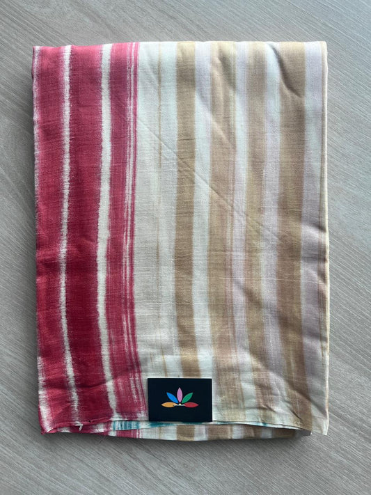 Multi Color Handcrafted Geometric Design Light Weight Mulberry Silk Saree - 32048