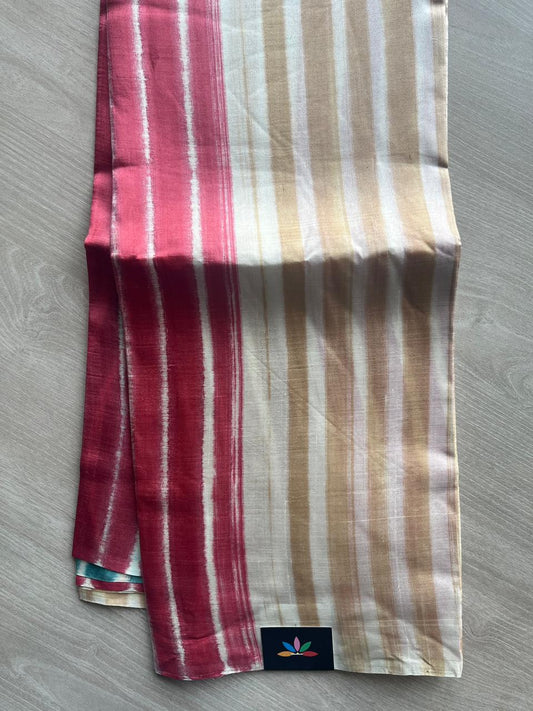 Multi Color Handcrafted Geometric Design Light Weight Mulberry Silk Saree - 32048