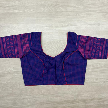 Size 34- Woven Traditional Ready to Wear Blouse(Blue-Purple) -2274