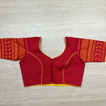 Size 34- Woven Traditional Ready to Wear Blouse(Red) -2276