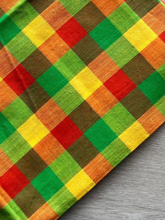 Multicolor Checks Cotton Blouse Fabric (1 Meter)