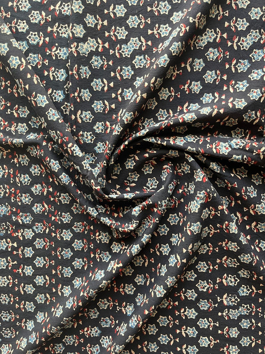 Natural Dyed Ajrakh Handblock Printed Cotton Fabric -19890