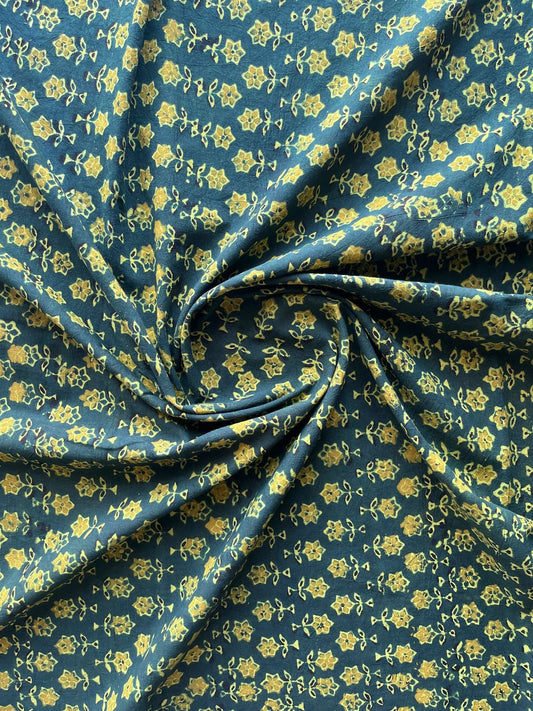 Natural Dyed Ajrakh Handblock Printed Cotton Fabric -19892
