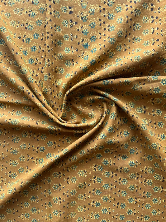 Natural Dyed Ajrakh Handblock Printed Cotton Fabric -19895