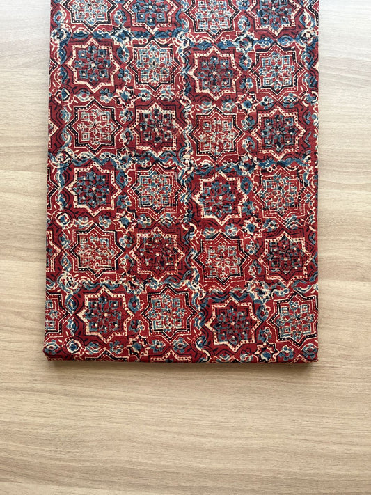 Natural Dyed Ajrakh Handblock Printed Cotton Fabric -19898
