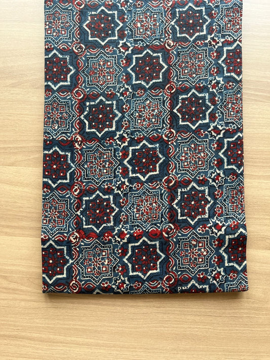 Natural Dyed Ajrakh Handblock Printed Cotton Fabric -19902
