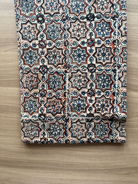 Natural Dyed Ajrakh Handblock Printed Cotton Fabric -19903