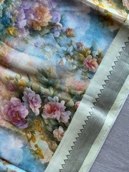 Digital Printed Mangalagiri Silk Cotton Blouse Fabric (1 meter)-23520