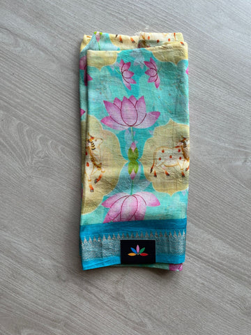 Digital Printed Mangalagiri Silk Cotton Blouse Fabric (1 meter)-23527
