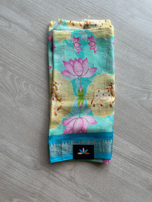 Digital Printed Mangalagiri Silk Cotton Blouse Fabric (1 meter)-23527