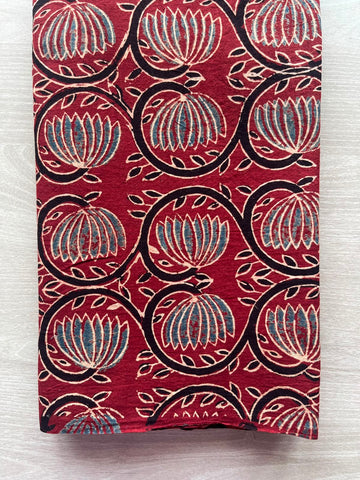 Natural Dyed Ajrakh Handblock Printed Cotton Fabric -34520