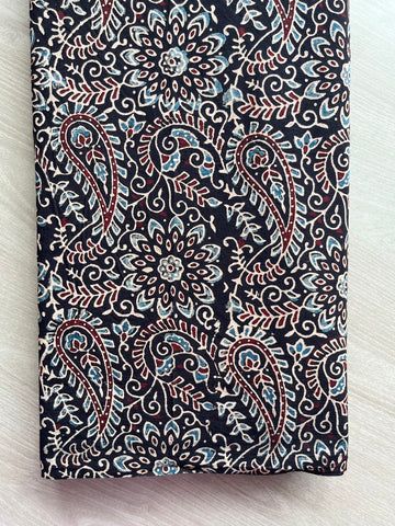 Natural Dyed Ajrakh Handblock Printed Cotton Fabric -34524