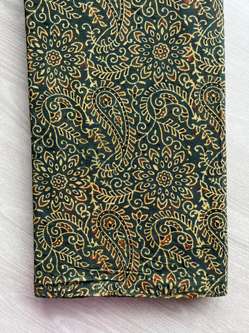 Natural Dyed Ajrakh Handblock Printed Cotton Fabric -34526