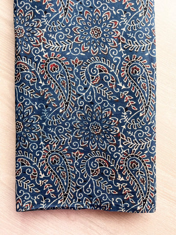 Natural Dyed Ajrakh Handblock Printed Cotton Fabric -34527