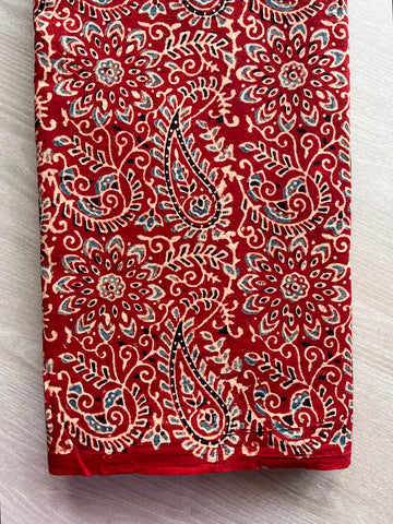 Natural Dyed Ajrakh Handblock Printed Cotton Fabric -34529