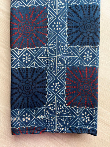 Natural Dyed Ajrakh Handblock Printed Cotton Fabric -34531