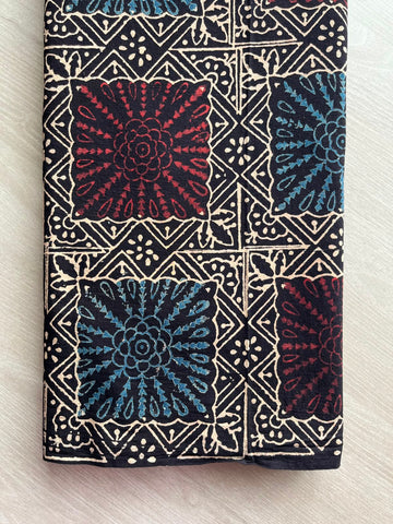 Natural Dyed Ajrakh Handblock Printed Cotton Fabric -34535