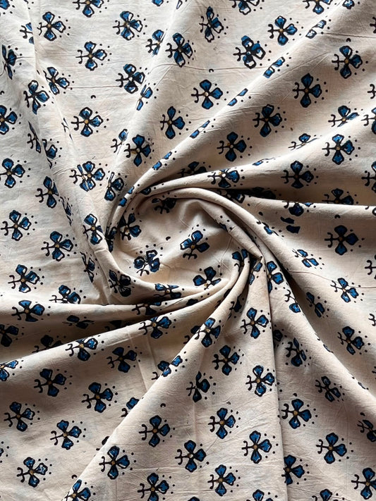 Natural Dyed Ajrakh Handblock Printed Cotton Fabric -34540