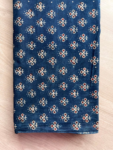 Natural Dyed Ajrakh Handblock Printed Cotton Fabric -34541