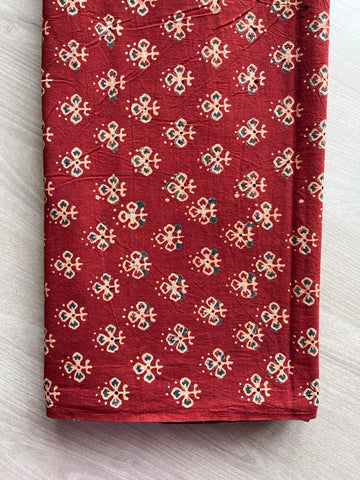 Natural Dyed Ajrakh Handblock Printed Cotton Fabric -34542