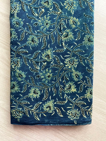 Natural Dyed Ajrakh Handblock Printed Cotton Fabric -34543