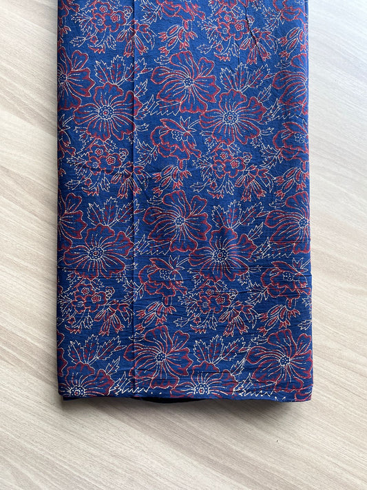 Floral Design Handblock Printed Cotton Fabric-19577